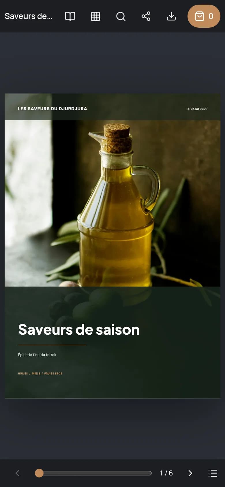 Le même catalogue sur téléphone : sa couverture