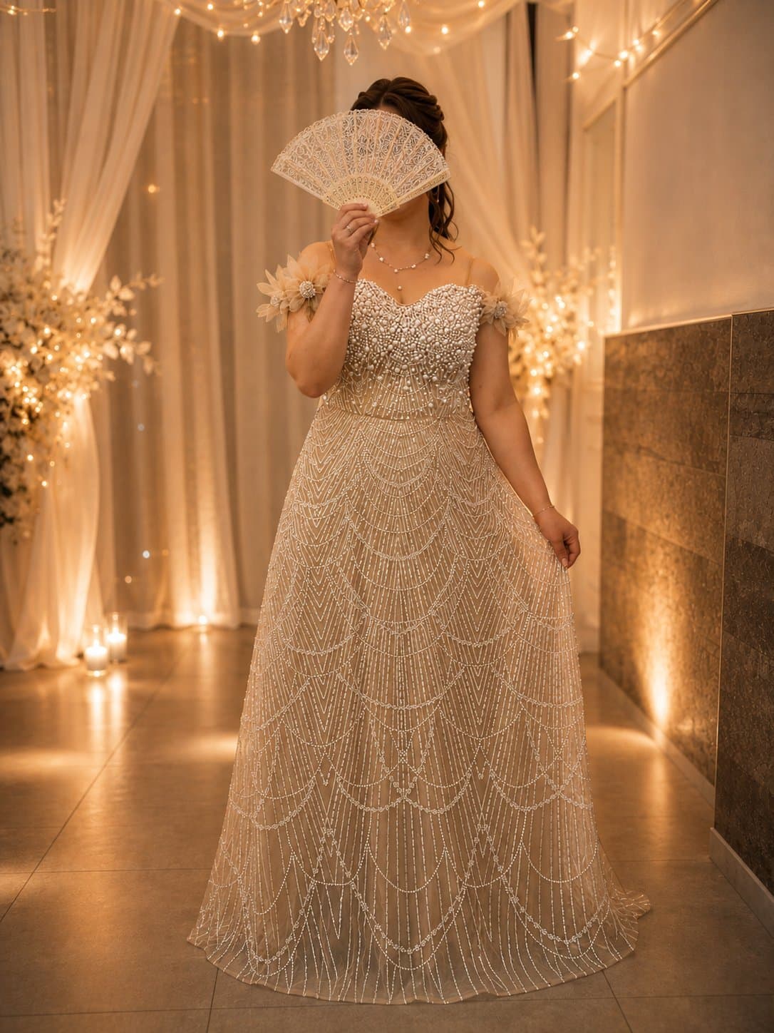 Robe de cérémonie perlée – Modèle Élégance